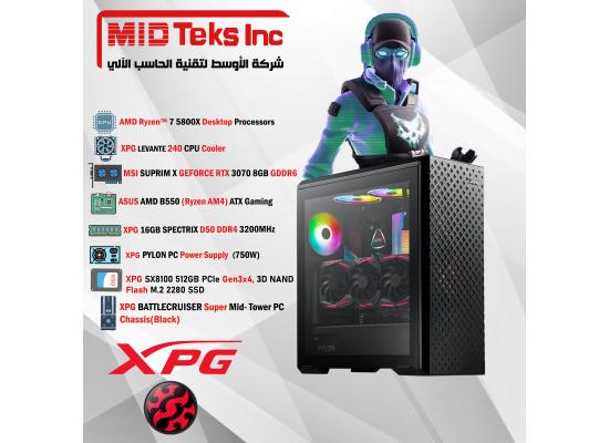 Gaming Desktop (MID-37),AMD Ryzen™ 7,DDR4 /32GB ,SSD 512GB ,RTX 3070,TUF MB B550,XPG PYLON 750W,XPG DEFENDER PRO